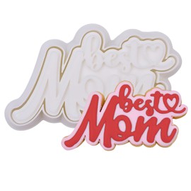 Mothers Day Cookie Cutters with Plunger Stamps Handle Detailed 3.5" Best Mom PLA Cutters for Baking with Grandma, Easy Press Tool for Picture Cookies