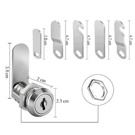 Letterbox Lock, Letter Box Lock with 5 Different Lock Plates, Letterbox Lock 16 mm, Letterbox Lock Set, Cabinet Lock for Cabinet Doors, Reliable Security (4 Keys) (A)