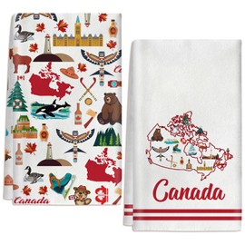 2 Pcs Canada Kitchen Towel Canada Souvenirs Canadian Gifts Canada Maple Leaf Towel Canadian 24 x 16 Inch Kitchen Tea Towels