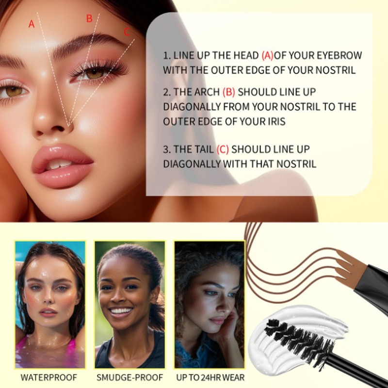 Dual-Ended Eyebrow Pencil & Eyebrow Gel, 2 In 1 Eyebrows