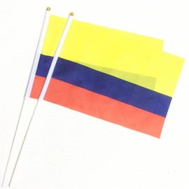 50Pcs Colombian Flag on Sticks 14x21cm Mini Colombia Waving Flag Plastic Flagpole Single Side Flag Small Flag Parade International Festivals Party Decoration Supplies Election Support