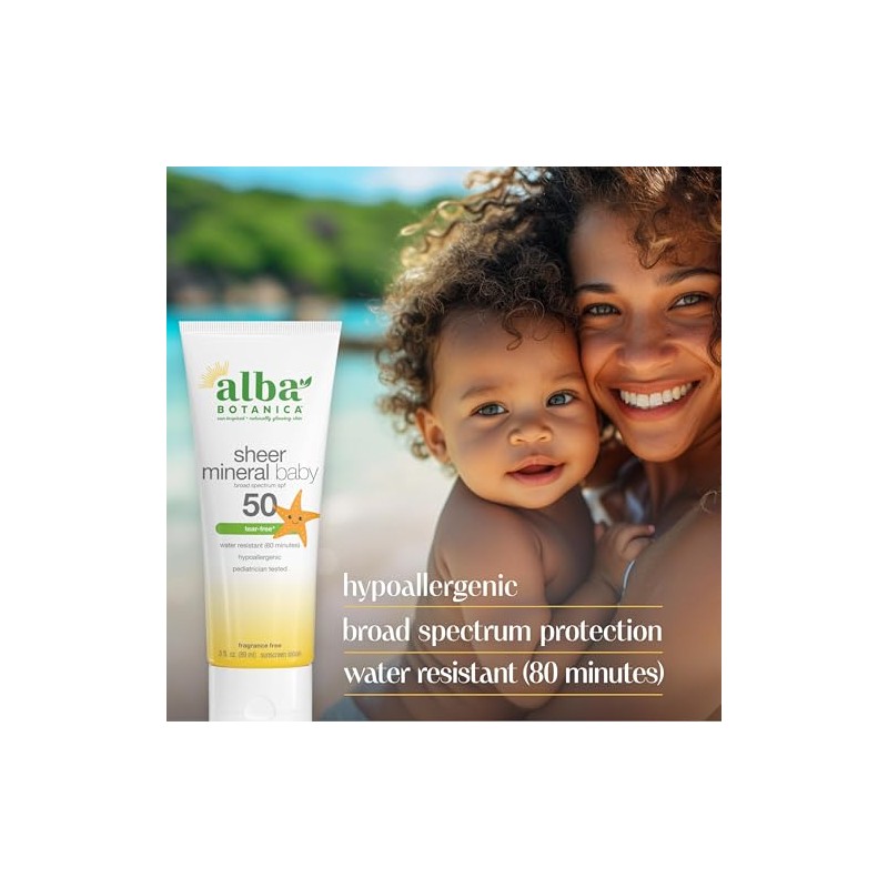 Alba Botanica Fragrance Free Broad Spectrum SPF 50+ Baby Clear