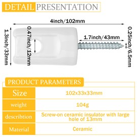 Blulu 25 Pack Electric Fence Insulator Heavy Duty Ceramic Lag Screw Insulator Porcelain Lag Screw Insulator for Wooden Post Electrical Wire Ground Fencing Agricultural and Ranchers Supplies