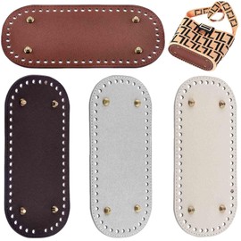 Xrten 4PCS Leather Bag Bottom, Oval Knitting Crochet Bags Bottom Pad for Bags, Handbag Purse Base, DIY Bag Accessories, 22 x 10cm / 8.66 x 3.9in