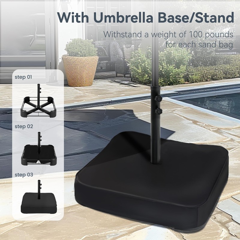 PHI VILLA 15ft Large Patio Umbrellas with Base, Outdoor Double-Sided