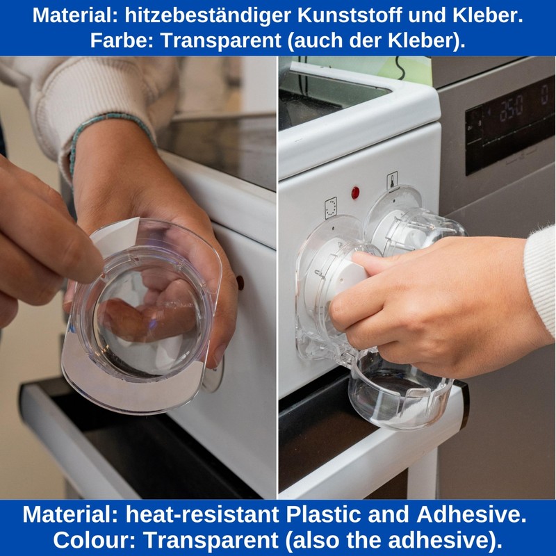 Cooker Knobs Child Lock Pack of 6 Transparent for Large