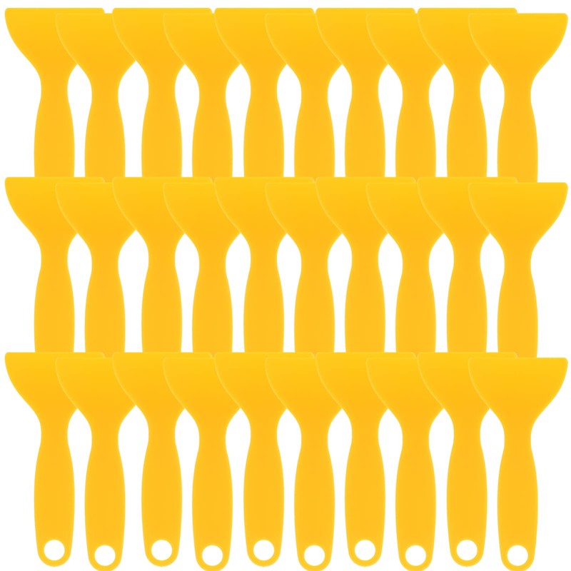 TEHAUX 25pcs Plastic Scraper, Portable Yellow Plastic Putty, Car Film