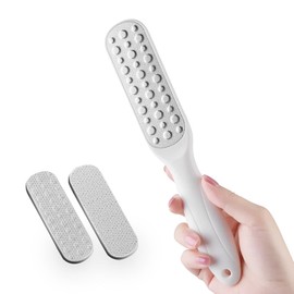 Aenfaiy Stainless Steel Foot File (1 Pcs) Double-Sided Foot Rasp Callus Remover Professional Pedicure Tools Foot Scrubber Dead Skin Remover Heel Scraper for Cracked Heels and Foot Corn Removal