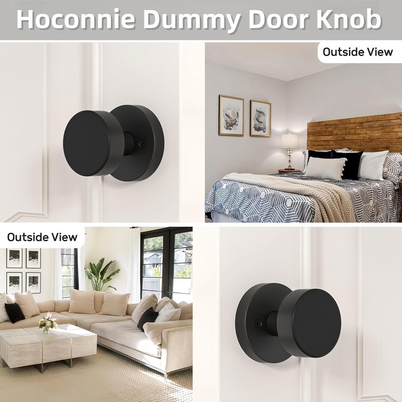 Hoconnie Dummy Door Knob, Brushed Satin Brass Dummy Door Knobs