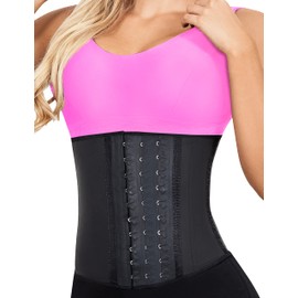 LadySlim by NuvoFit Fajas Colombianas Reductoras para Mujer Short Torso Latex Waist Trainer for Women Black XS