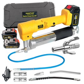 20V MAX Electric Grease Gun Kit with 2 Batteries and Charger, 12000 PSI Cordless Grease Gun Kit with Quick Release Coupler, 39” Hose, Extension Rigid Pipe for Tractors, Trailers, Mechanical