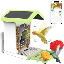 Solar Smart Bird Feeder with Camera with AI Identify Auto Capture Videos Pictures,Smart Bird House with Cam,4K Live View, Instant Arrival Alerts, Squirrel-Proof,Gifts for Birdlover Mom Dad