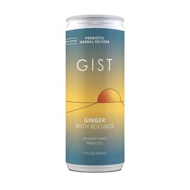 Gist Prebiotic Herbal Soda, Ginger with Rooibos, Organic Botanical Ingredients, Zero Sugar, 4g Plant Fiber + 2g Plant Protein, 12 fl oz cans (12 Pack)