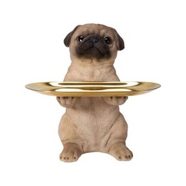 Uvia H22188 Pug Trinket Rest (Detachable Plate with Magnetic), 5.9 x 4.3 x 7.5 inches (15 x 11 x 19 cm), Doll Figure, Figurine, Animal, Garden, Decoration, Dog, Dog