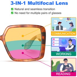VISOONE Oversized Progressive Multifocal Anti-Fog Reading Glasses with Blue Light Blocking Fashion Readers Women Harvard
