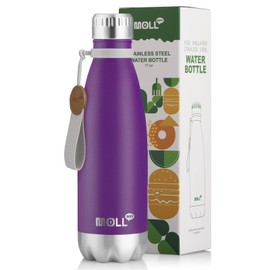 Mollcity 17 oz Stainless Steel Water Bottles-Insulated Water Bottle-Kids Water Bottle for School Double Walled Vacuum Cola Shape-Leak Proof Sport Water Bottle(Dark Purple)