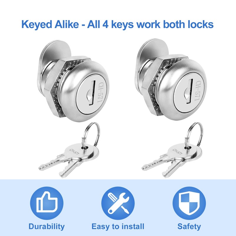 Sissinda Truck Tool Box Lock Replacement, 2 Pack Keyed Alike,