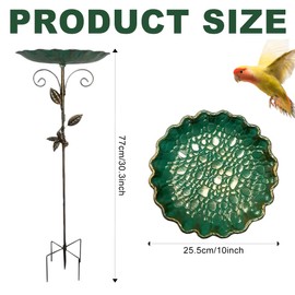 Metal Butterfly Hummingbird Bird Feeders & Bath - Large Flower Pole Mounted Feeders for Garden, Outdoor Wild Bird Feeding Station with Detachable Bowls (Large)