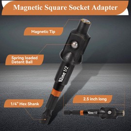V2ine Magnetic Impact Driver Adapter Set: 3PCS Magnetic Extension Drill Socket Adapter 1/4 3/8 1/2" + 2.5inch Quick Release Bit Holder + 105 Degree Right Angle Drill Attachment
