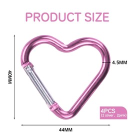 4 Pieces Of Heart-Shaped Carabiners, Aluminum Alloy Carabiners, Water Bottle Buckles, Backpack Buckles, Keychains, Outdoor Accessories