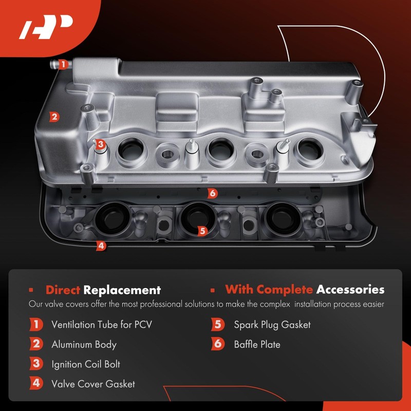 A-Premium Aluminum Rear Engine Valve Cover, with Gasket, Compatible with