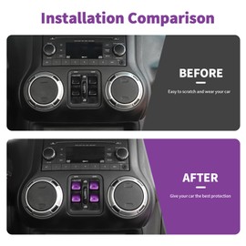 SQQP for JK Aluminium Center Console Window Switch Button Cover Compatible with 2012-2018 Jeep Wrangler JK JKU(Purple)