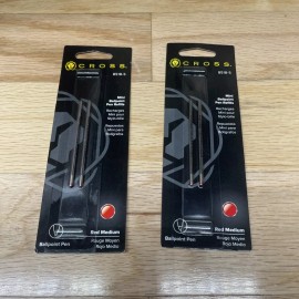 2-Cross Mini Ballpoint Pen Refills, 8518-5, Red Medium, Archival Ink 2 per pack
