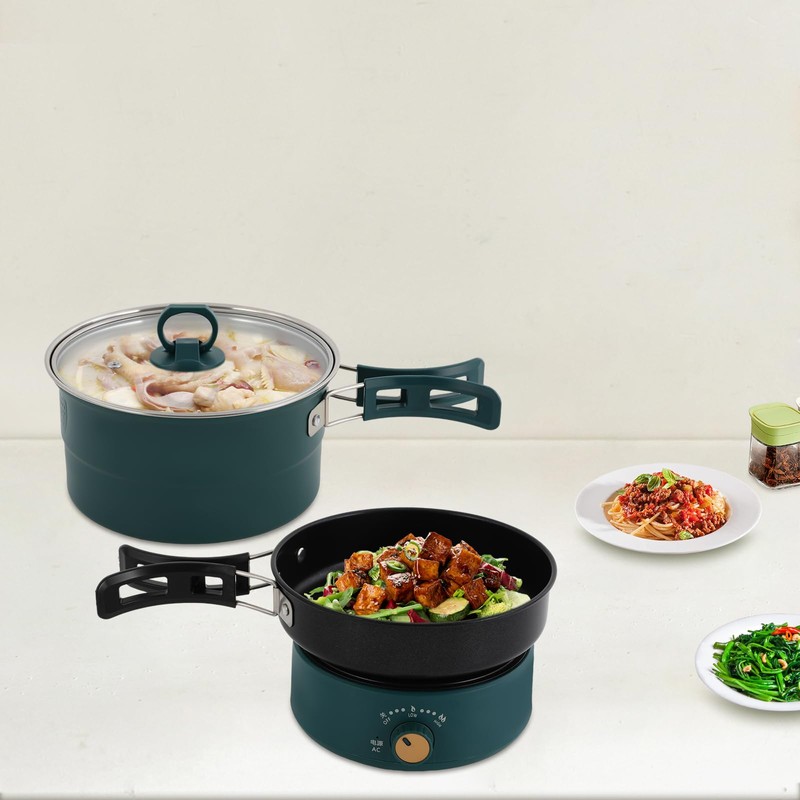 WOHAIPA Portable Mini Folding Handle Electric Hot Pot Lamian Noodles