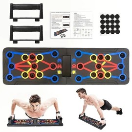JointlyCreating Push Up Board for Men & Women with Silicon Handles, Color Coded Muscle Target Zones Home Gym Equipment Foldable Strength Training Workout Equipment - Color: Individual push up board