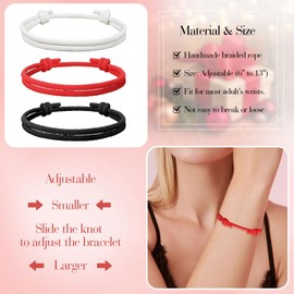 To My Love Couple Bracelets for Girlfriend Boyfriend Partners Matching Adjustable Rope Bracelet for Couples Relationship Bracelet for His and Hers (Black+Red)