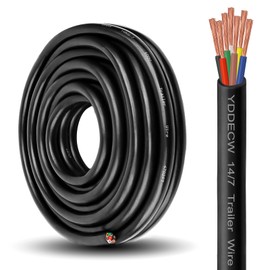 YDDECW 7 Way Heavy Duty 25FT 100% Pure Copper 7 Wire Trailer Cable - 14 Gauge 7 Conductor Wiring Extension Cable for RV, Trailer and Automotive
