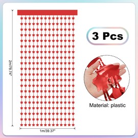 PATIKIL 3 Pack Party Backdrop Decoration, 1mx2m Star Tinsel Streamer Foil Fringe Curtain Streamers for Parties Backdrop Decoration Christmas Wedding Birthday Photo Booth,Red