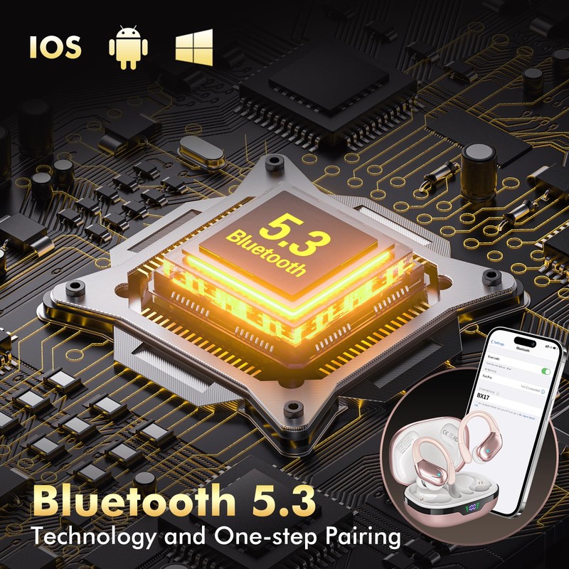Rose Gold Bluetooth Wireless Earbuds, 2025 Latest Bluetooth Earphones, Bluetooth