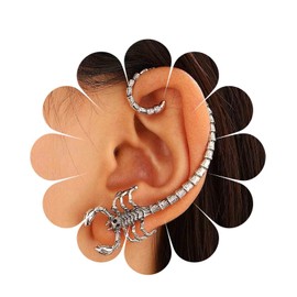 Inilbran Punk Scorpion Cuff Earrings Vintage Scorpion Cuff Wrap Earrings Gothic Scorpion Crawler Climber Earring Punk Scorpion Clip On Statement Cuff Earrings Earrings Jewelry for Women（Silver）