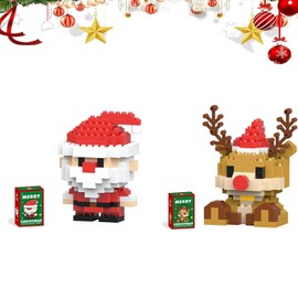 Santa Claus Design Building Blocks Set, 2025 New Christmas Building Blocks Theme Ornaments, Mini Building Figures, DIY Stocking Stuffers, Xmas New Year Birthday Gifts (2PCS)