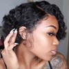 Stylelove Short Bob Curly Human Hair Wig, Glueless Lace Front