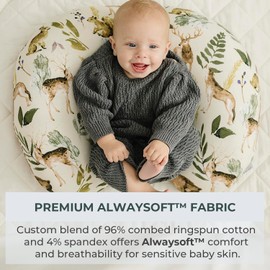 Pobibaby 1-Pack Premium Nursing Pillow Cover - Ultra Soft & Stretchy 96% Cotton, Breastfeeding Pillow Cover for Baby Boys and Girls (Wildlife)
