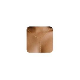 SUFOPE Lariat Gold Necklace for Women,14K Gold Plated Y-Shaped Chain Minimalist Long Necklaces Dainty Simple Drop Chain Necklace Beach Jewelry Gift for Her