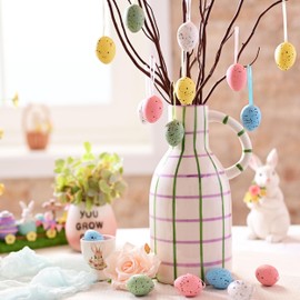 Valery Madelyn 18 Easter Eggs for Hanging Easter Decoration, 4 cm Colourful Artificial Mini Easter Eggs for Easter Decoration, Pink Blue Ornament for Easter Baskets, Spring Decoration, Easter Gifts