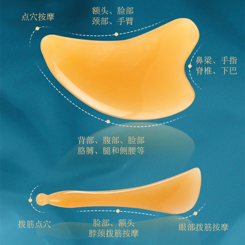 SHIDXIB 3Pcs Gua Sha Facial Massage Set Power-Free Handheld Skin