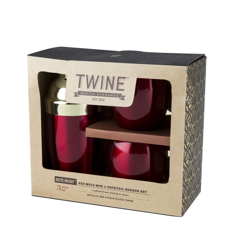 Twine Red Mule Mug & Cocktail Shaker Gift Barware Sets,