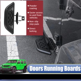 Front Door Running Boards for Jeep Wrangler JK 2007-2018 2/4 Door Carbon Steel Side Steps Bars