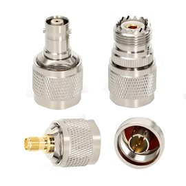N Type Male to BNC/M/SMA Female Conversion Connector Kit, Brass Gold Plated Conversion Adapter, 1 N Male to BNC Female, 1 N Male/M Female, 1 N Male/SMA Female, RF Coaxial Conversion Connector, 3 Types