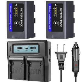 BM Premium 2 Pack BP-A30 Batteries and Dual Bay Battery Charger for Canon EOS C70, EOS C200, C200B, C220B, EOS C300 Mark II, C300 Mark III, EOS C500 Mark II, XF605, XF705 Cameras