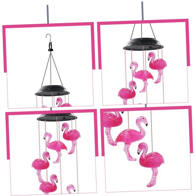 Happyyami Solar-Flamingo Solar Light for the Garden, Solar Wind Bell
