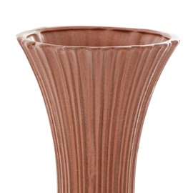 Deco 79 Ceramic Decorative Vase Ribbed Centerpiece Vase, Flower Vase for Home Decoration 8" x 8" x 20", Orange