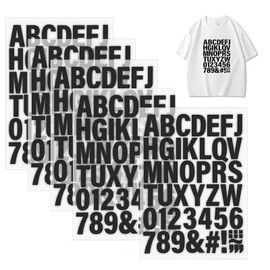 6 Sheets 252 PCS 2 Inch Iron On Transfers for T Shirts, Black Heat Transfer Letters for DIY Crafts, Personalizing School Leavers Shirts, Team Jerseys and Custom Apparel