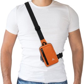Peicees Small Crossbody Bag for Men Women Mini Sling Bag Travel Running Phone Daypack Cross Body Shoulder Bags with Keyholder, Orange
