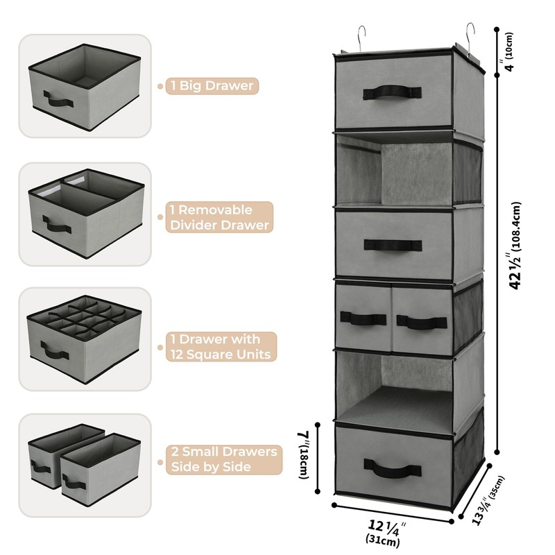 GRANNY SAYS Hanging Closet Organizer 6 Shelves, Closet Organizers and