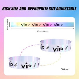 500pcs Paper Wristbands, VIP Wristband Paper Party Wristbands Paper Bracelets Wristbands VIP Armbands for Events Entrance VIP Party Music Festival Concerts (Glitter Silver)